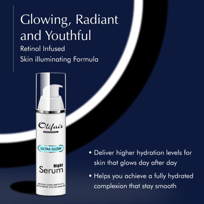 Olifair Ultra Glow Night Serum With Retinol, Alpha Arbutin And Hyaluronic Acid With Vitamin B5 (30 Ml