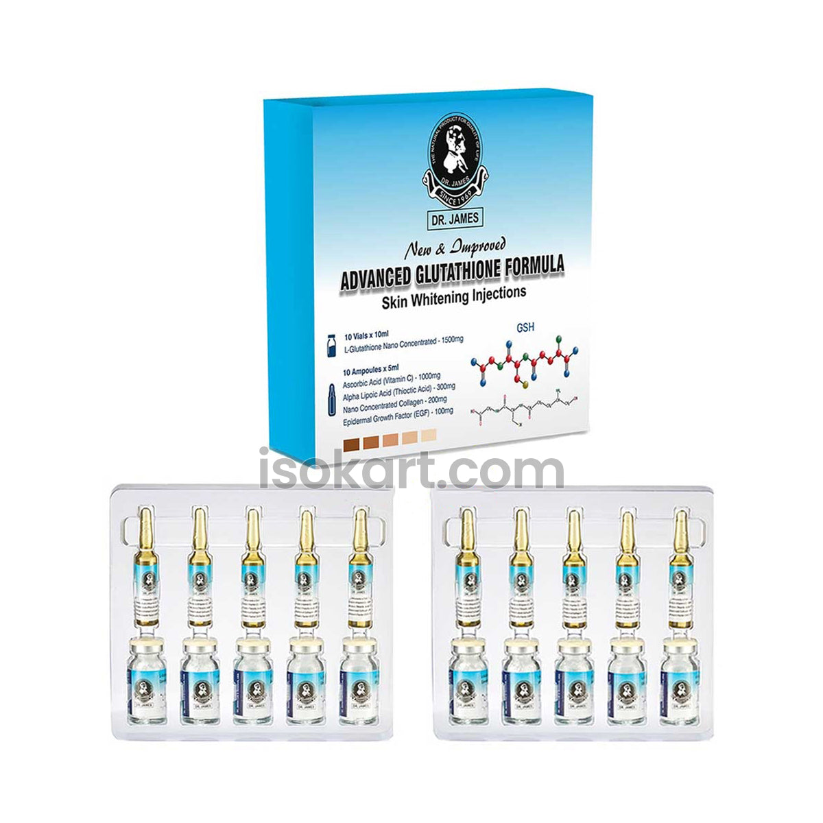 Dr James Glutathione 1500mg Skin Whitening Injection 10 Sessions