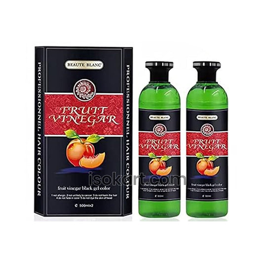 Fruit Vinegar Gel Hair Color, Organic & Natural Hair Color Dye for Black Hair (500ml x 2) - Black