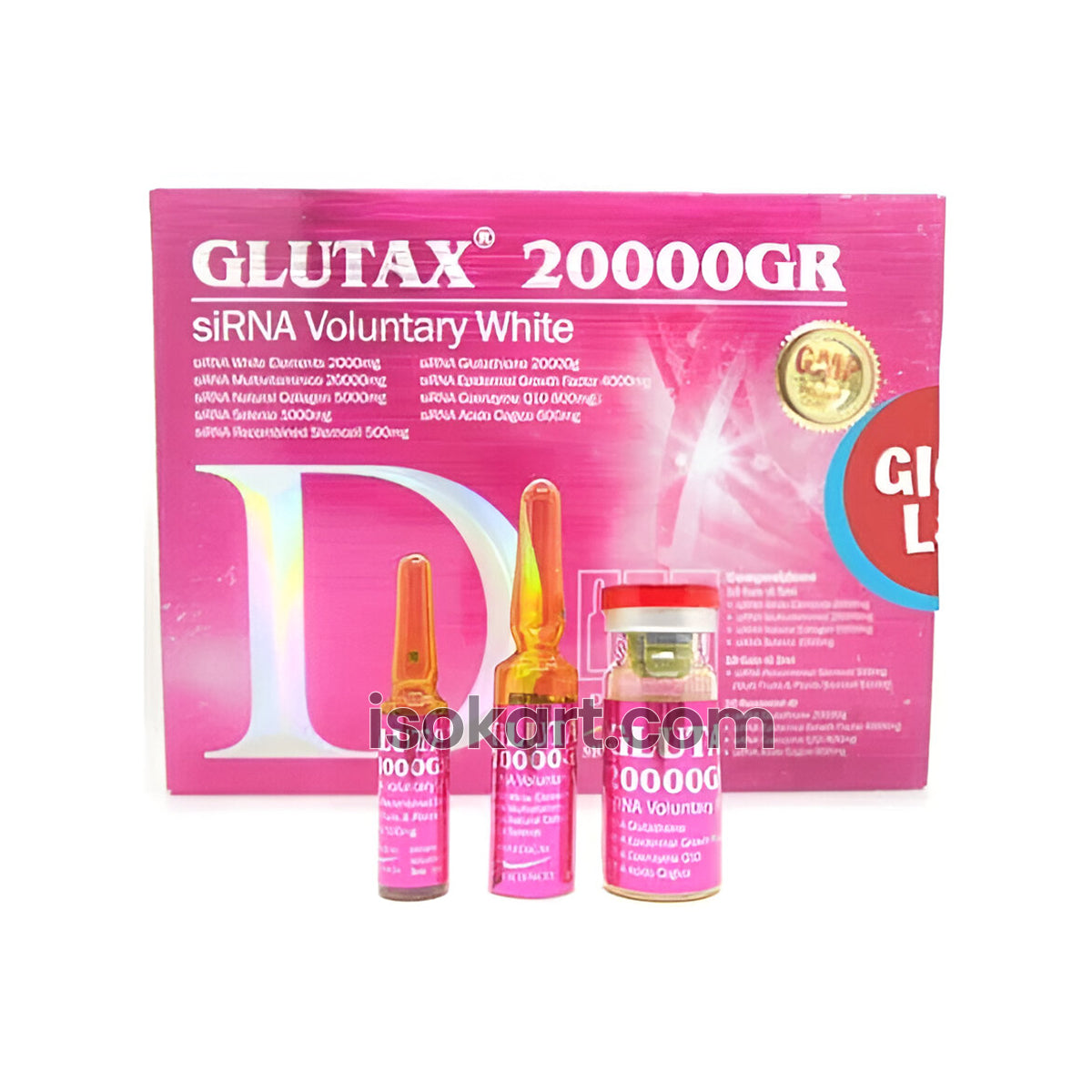 Glutax 20000GR SiRNA Voluntary White Ultra Skin Whitening Injection, Packaging Size: 10 Vials,5 Ampules, Every 2 Days Once